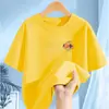 2450 # Camisetas de Verano Versátiles de Manga Corta 100% Algodón para Niñas Estilo Coreano Nuevo Tops Casuales Redondos para Niños y Mujeres