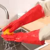 Guantes de Terciopelo Gruesos de una Pieza para el Hogar, Cálidos, para Lavar Ropa, Extra Largos y Duraderos, Guantes de Goma de Terciopelo Impermeables para Lavar Platos en la Cocina
