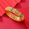 Exquisito Pulsera Dorada de Estilo Chino Tradicional con Color Esmalte e Incrustación de Piedra Hueca, Venta al por Mayor de Joyería Tradicional China para Bodas y Regalos