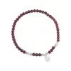 Pulsera de Plata S925 con Cuentas Redondas de Flor y Granate para Mujer, Diseño Simple Hecho a Mano, Joyería de Mano con Cuentas Moderna y Versátil 6204