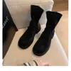 Botas Gruesas de Tacón Grueso y Suela Gruesa Estilo Moda Mamá Uva para Mujer, Punta Redonda, Cremallera Trasera Plisada, Botines de Pelo, Piel Genuina