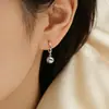 Pendientes de Aro Versátiles Estilo Ins de Bola de Plata Pura 999 Plata Pulida Metal Geométrico Esférico al por Mayor