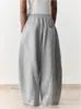 Pantalones retro de pierna ancha, sueltos, estilo americano casual, hasta el suelo, con cordón y patchwork de punto, comercio exterior transfronterizo de Amazon