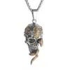Colar Pingente Caveira e Cobra Estilo Punk e HipHop Joias Liga de Metal Banhada a Ouro Pingente de Caveira com Detalhes Intrincados de Cobra e Florais Design Único para Homens Comprimento da Corrente 60cm Perfeito para Moda Statement