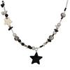 Colar de Contas Estrela Negra Dopamina Feminino Estilo Doce e Descolado Luxo Leve Nicho Senso de Design Avançado Corrente para Clavícula
