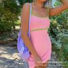 Moda Transfronteriza Europea y Americana Temperamento Deseo Puro Ropa Empalme de Color Contrastante Vestido Slim de Verano con Tirantes Ropa de Mujer