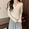 Camiseta de manga corta con cuello polo, estilo Pure Desire, para mujer, primavera y otoño, diseño de chica atractiva, top interior ajustado con nicho de sentido
