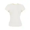 Camiseta básica feminina de gola redonda, manga curta e ombro normal, estilo americano picante, para o verão de 2026, slim fit, versátil, cor sólida.