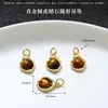 Banado a ouro com ouro real, coleção de acessórios de pedra olho de tigre natural, componentes para joias DIY, alta retenção de cor, pequenas contas