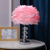 Lámpara de Mesa de Pluma de Cristal Estilo Nórdico Rosa Fondo Celebridad Cibernética Decorativa Lámpara de Mesa Creativa Moderna Minimalista Luz Nocturna para Niña