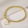 Aogu Transfronterizo Simple Versátil Chapado en Oro de 18 Quilates Cabeza de Toro Geométrico Colgante Pulsera con Cuentas para Mujer Joyería Única Versátil