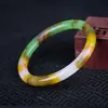 Pulsera de Material de Mongolia Exterior Pulsera Verde Pulsera de Jaspe de Mongolia Exterior Barra Redonda Fina Pulsera de Jade para Mujer Pulsera Jade