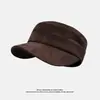Gorra de repartidor estilo retro británico para mujer en otoño e invierno, estilo nuevo, sombrero octogonal de gamuza plisada que estiliza el rostro, gorra de pintor pequeña y moderna