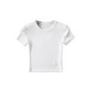 Moda feminina garotas cintura alta top curto barriga estilo americano vintage base elástico justo manga curta camiseta verão