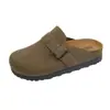 JasyaSunshine Sapatos Birkenstock Planos de Couro Macio para Fim de Semana para Mulheres Novos Sapatos Birkenstock para Mulheres Meio Chinelos Baotou