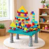 [Exclusivo Transfronterizo] Mesa de Juego de Bloques de Construcción de Partículas con Forma de Bala DIY 2 en 1 Juguete Educativo de Ensamblaje para Niños