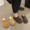 Zapatos con Plataforma Gruesa para Aumentar la Altura con Forro de Felpa, Mocasines Cerrados sin Cordones para Mujer, Nuevo Estilo Otoño e Invierno 2024, Zapatos Tipo Birkenstock Fáciles de Poner