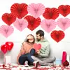 Decoraciones para Fiesta de San Valentín Abanicos de Papel Rojos y Rosas en Forma de Corazón Decoración de Habitación de Boda Abanico Plegable en Forma de Corazón para Boda Adornos Colgantes