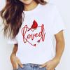 Comercio exterior 2023 nuevo color grafiti amor estampado camiseta de manga corta para mujer entrega de una pieza cuello redondo