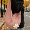 Bolso de mano tejido estilo perezoso para mujer, Bolso de punto simple calado para primavera y verano, Bolso de hombro de gran capacidad para vacaciones en la playa