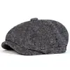 2025 sombrero octagonal de retazos de moda retro para hombre y mujer sombrero de pintor artístico retro de otoño e invierno sombrero para cabeza grande boina