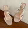Elegantes Sandalias de Tacón Alto Color Rosa Carne Estilo Francés para Mujer, Nuevos Zapatos de Malla con una Correa de Tacón de Aguja Estilo Hada para Verano 2026