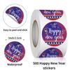 500 Calcomanías/Rol Calcomanías de Feliz Año Nuevo Redondas Selladas para Empaque Etiqueta Adhesiva Decorativa Calcomanías de Sellado