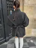 Otoño/Invierno 2026 Abrigo Corto de Lana Cruzado Europeo de Doble Botonadura Cintura Ceñida con Cinturón Abrigo de Lana con Temperamento