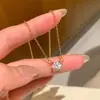 Galvanoplastia de Ouro Real, Colar Cubo de Açúcar Cravejado de Diamante Mais Vendido no Xiaohongshu para Mulheres, Estilo Vintage de Luxo Leve, Simples e Retrô, Dropshipping de Peça Única