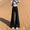 Calça jeans flare de cintura alta preta, com caimento solto e pernas largas, para mulheres, modelo novo 2026, caimento solto, não aperta nas pernas, para silhueta tipo pera, calça de perna larga que disfarça o quadril