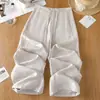 Pantalones de Pierna Ancha de Lino Tencel para Mujer, Estilo Delgado de Verano, Nuevo Modelo 2026, Cintura Alta Elástica, Caída Suave, Pantalones Rectos Casuales Versátiles