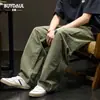 Pantalones Casuales de Pierna Recta con Retazos Estilo Retro Americano para Hombre, Nuevo Estilo Otoño, Algodón Suelto, Simples Versátiles de Pierna Ancha para el Trabajo