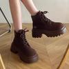 Botas Martin Retro para Mujer, Moda Versátil 2026 Otoño e Invierno, Botines Cortos de Suela Gruesa para Aumentar Altura y Adelgazar, Estilo Británico