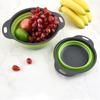Cesta coladora plegable telescópica para acampar al aire libre, cesta redonda para frutas, cesta de lavado de dos piezas, frutas y verduras de cocina