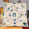 Bufanda de Seda Estilo Nuevo 90cm Cuadrada para Mujer, Hecha a Mano Taiwán Estampada Seda de Sarga de Alta Calidad, Pañuelo de Cabeza de Moda, Chal, Bufanda Estilo Francés