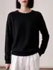 Suéter feminino de tricô trançado de alta qualidade para primavera e outono, feito de seda gelada e Tencel, sem costura, modelagem solta, estilo francês, top básico casual