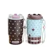 Taza de Café Moderna Sencilla con Estampado de Leopardo Acero Inoxidable Vacío Portátil Taza de Agua con Popote Taza de Regalo Exquisita Taza de Regalo para Damas