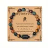 Pulseiras de Pedra Natural do Zodíaco com 12 Signos, Embaladas em Cartão, Design Único, Pedras Guardiãs do Zodíaco, Pulseiras de Aniversário, Fornecimento Transfronteiriço da Moda