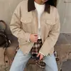 Bai Fen Zhi YiTEMU Transfronterizo 2026 Nueva Chaqueta Corta Casual Estilo Perezoso con Cuello Solapa de Ante Sintético