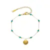Moda Retro Nueva Chinoiserie Lujo Accesible Gama Alta Traje Collar de Concha Piedra Verde Chapado en Oro de 18K Acero de Titanio Mayoreo