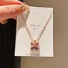 Dança da Flor Doce~Estilo Levemente Luxuoso Colar de Flor Gota d'Água com Zircônia Corrente Doce Dopamina para Clavícula Joias Exquisitas de Alto Padrão
