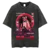 Camiseta Bleach Lavada Anime Harajuku Streetwear Gráfica Vintage