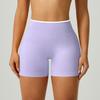 Calça de Yoga Sem Costura Transfronteiriça Europeia e Americana com Bordas em Cor Contrastante, Shorts de Três Seções Apertados na Cintura Levanta Bumbum, Shorts Esportivos para Corrida e Fitness