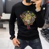 Sudadera de Moda de Otoño e Invierno Nueva para Hombre con Cuello Redondo, Terciopelo, Patrón Animal de las Cinco Bendiciones, Ajuste de Moda para Hombre, Ropa Exterior de Manga Larga