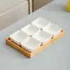 Prato de Cerâmica para Lanches com Compartimentos para Preparo de Chá no Fogão, Madeira de Bambu Sala de Estar Doce, Semente, Fruta Seca, Fruta e Prato Divisor para Petiscos Pequenos