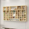 Estante de exhibición de pared para juegos de té y hojas de té, hecho de madera maciza, con compartimentos para colgar tazas y teteras
