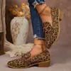 Zapatos planos de punta fina, elegantes, con estampado de leopardo retro, nueva colección 2026, mocasines con tacón grueso, modernos y versátiles, zapatos elegantes para mujer para primavera y otoño