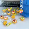 Llavero de Tarta de Huevo de Fruta 3D Adorno de Juguete de Comida para Hornear con Cuentas Perler Colgante para Mochila de Estudiante Colgante para Coche