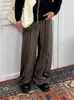 Pantalones de traje de alta gama retro plisados estilo americano para hombre, adecuados para primavera y otoño, pantalones anchos de corte limpio holgados estilo coreano