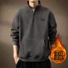 Sudadera Americana de Alto Nivel, Suave y Ceroso, Peso Pesado, Media Cremallera con Cuello Alto para Hombre en Otoño, Nueva, Holgada, Talla Grande, Camisa Polo Retro